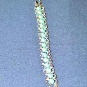 Gold and Turquoise Chain Bracelet